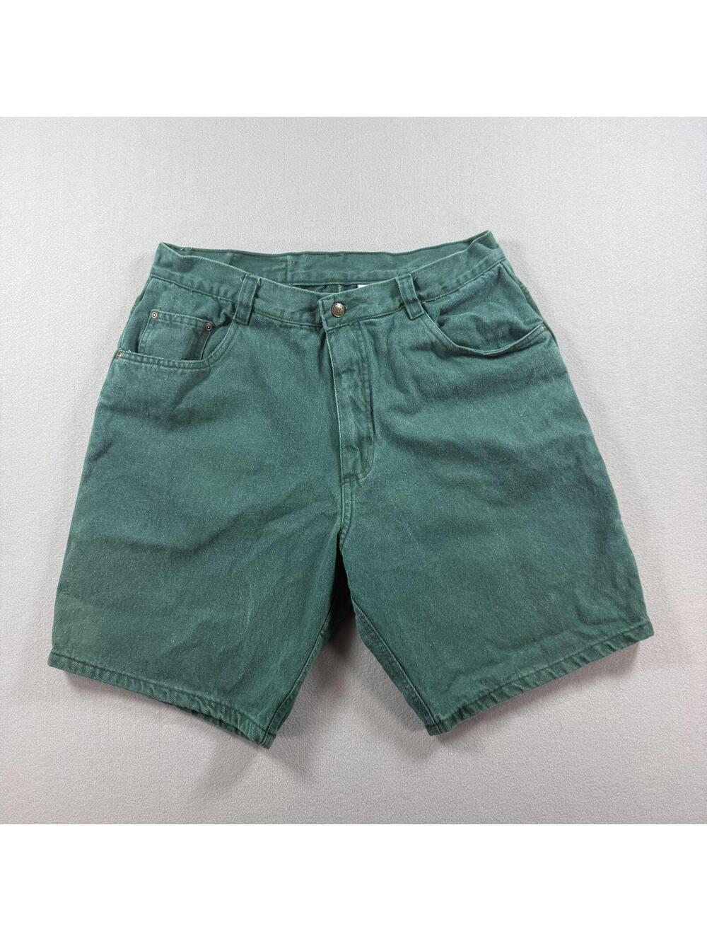 Vintage 90s Gitano Men's Green Denim Jean Shorts 8.5" Inseam